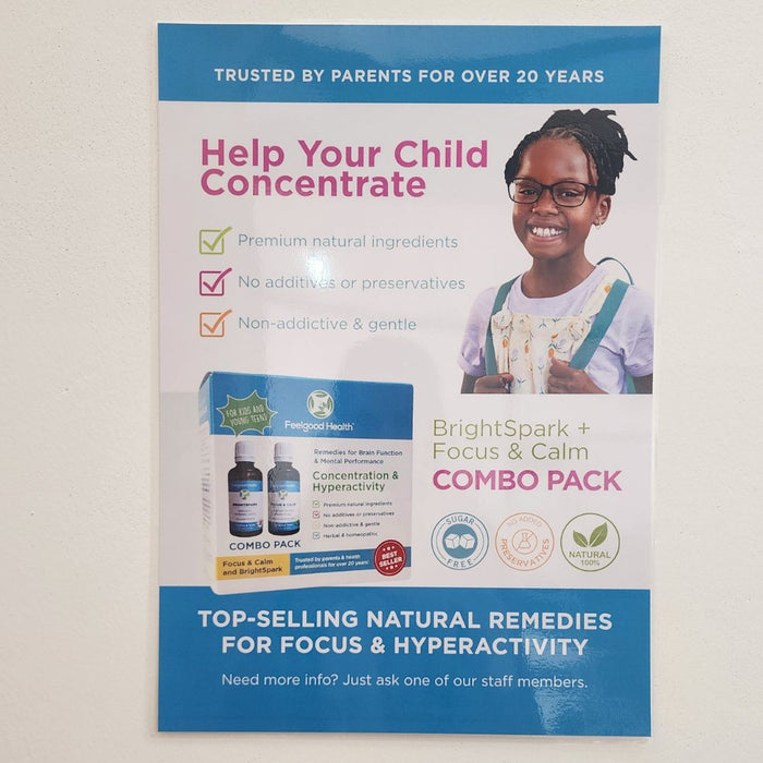 FREE A3 Poster For Wholesale Customers Who Order BrightSpark Focus & Calm Combo For Kids - Natural Wholesalers South Africa - Health Store Pharmacy Supplier