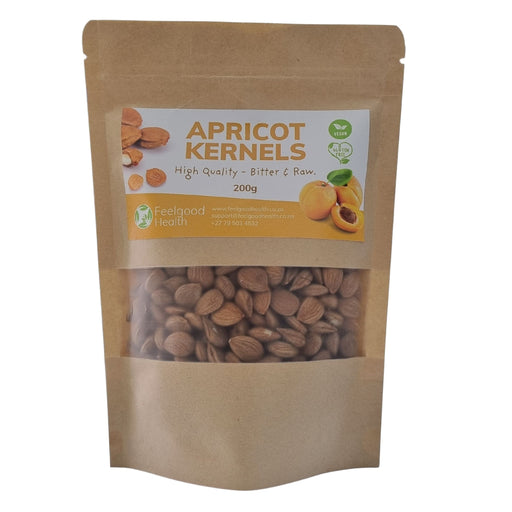 Feelgood Health Apricot Kernels 200g – bitter and raw apricot kernels from Natural Wholesalers, South Africa’s trusted wholesale supplier