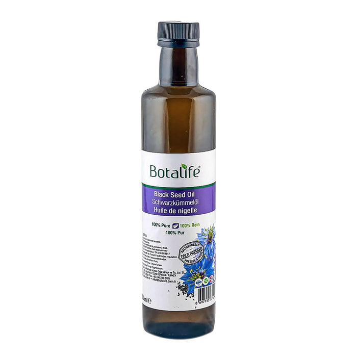 Bottle of Botalife Black Seed Oil on a white background - wholesale orders for retail shops