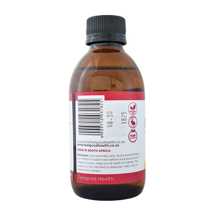 Wholesale Organic Castor Oil 200ml bottle left view showing barcode and product information