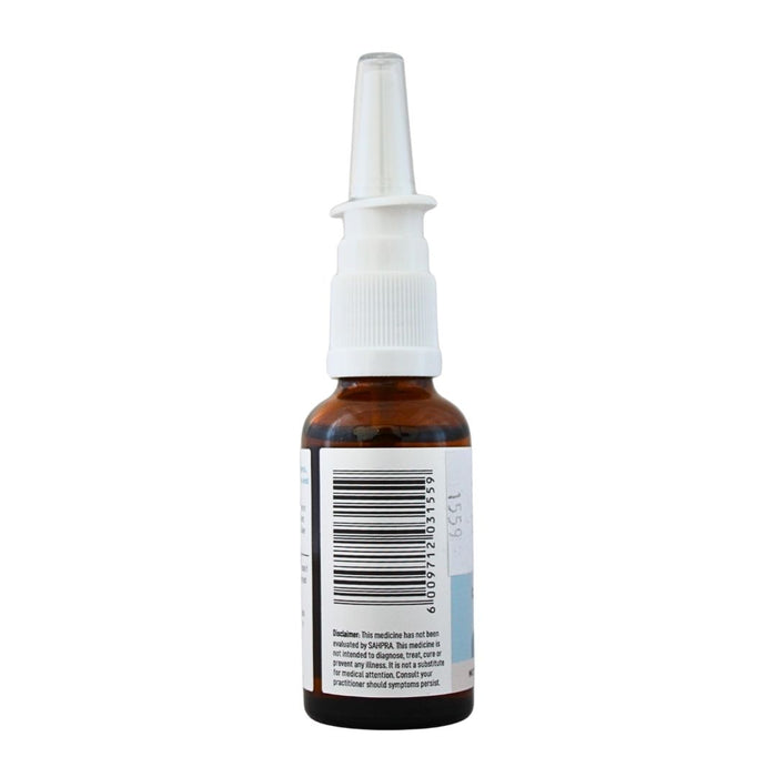 Wholesale BabyNature Colloidal Silver Nasal Spray label, showing the barcode and disclaimer