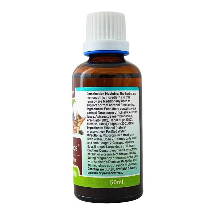 Wholesale Cushex herbal tincture 50ml bottle showing the ingredients label with directions for use and supplement facts.