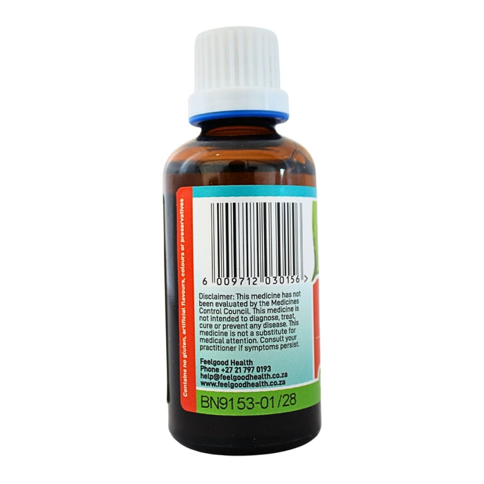 Wholesale Detox drops 50ml bottle left view showing barcode and product information