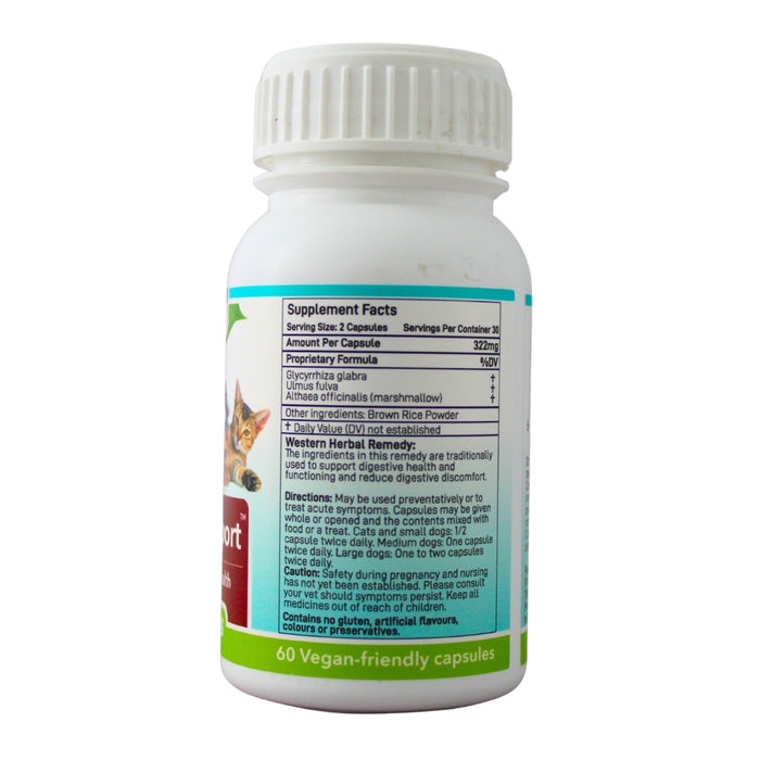 Wholesale Digestive Support bottle showing the ingredients label with directions for use and supplement facts.