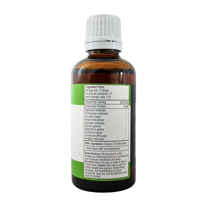 Wholesale EcoSlim 50ml bottle showing ingredients label and directions for use