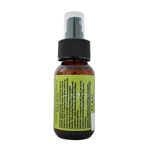 Wholesale Amber glass spray bottle with a black pump and clear cap, featuring a green label with product instructions and branding.