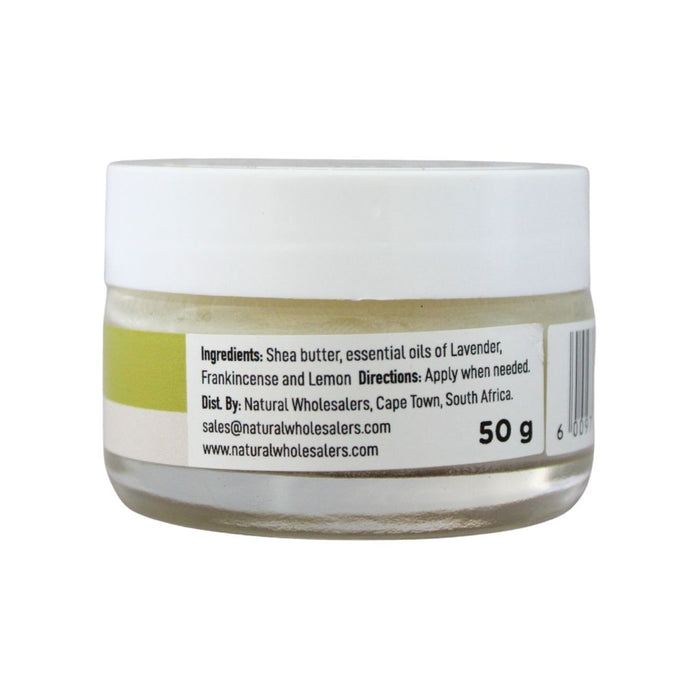 BabyNature Insect Bite Balm 50 g showing ingredients, directions, and Natural Wholesalers distributor details