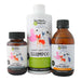 Three Devoted by Nature pet skin health and allergy products on a white background - wholesale distribution