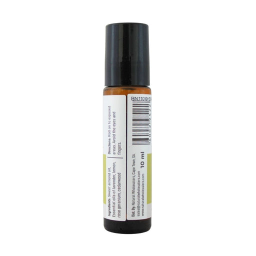Wholesale BabyNature No Bugs 10ml roll-on showing ingredients, directions, barcode and distributor details.