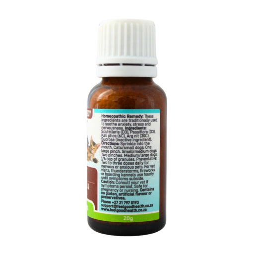 Wholesale PetCalm bottle showing the ingredients label with directions for use and supplement facts.