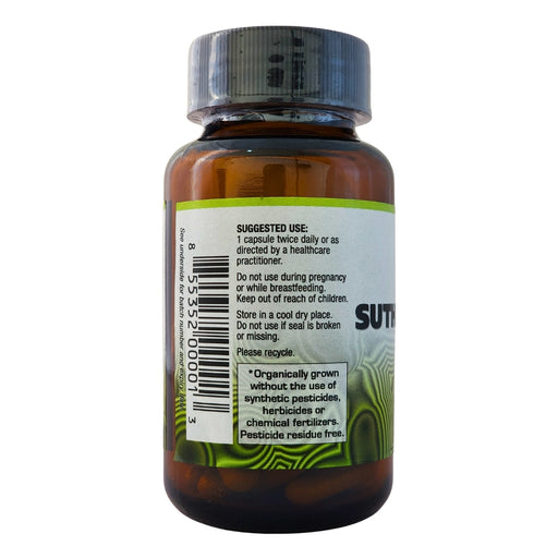 Big Tree Sutherlandia 350 label showing suggested use barcode and organic pesticide-free product details