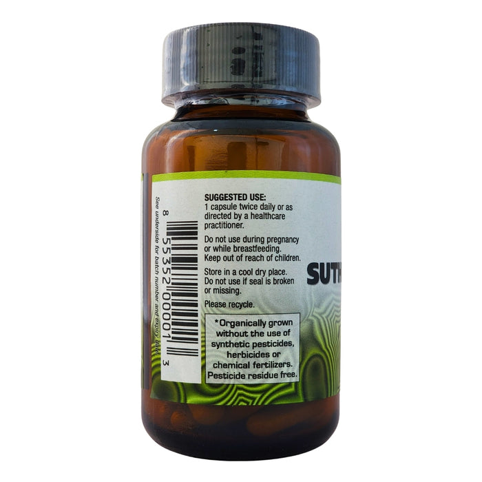 Big Tree Sutherlandia 350 label showing suggested use barcode and organic pesticide-free product details