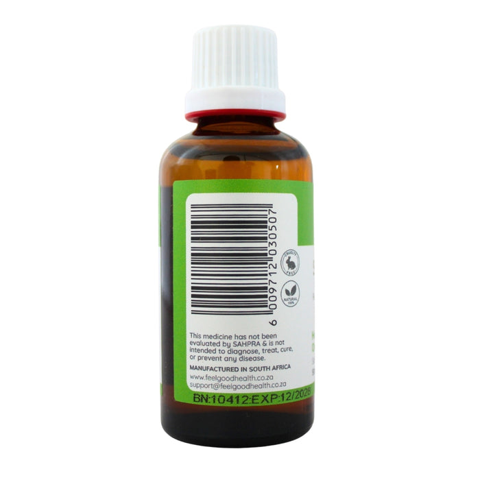 Wholesale Sweat-Less 50ml bottle left view showing barcode and product information
