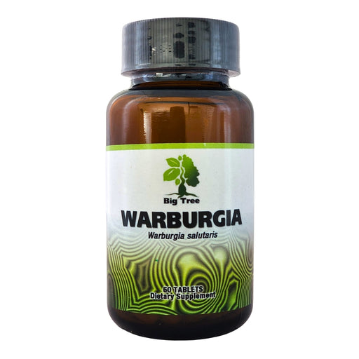 Big Tree Warburgia salutaris tablets 60 in glass amber bottle, dietary supplement for wholesale retail distribution in South Africa