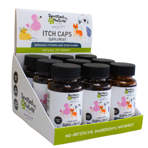 Devoted by Nature Itch Caps for pets, with free display box: Wholesale Distribution